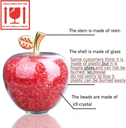 Vista 3 de H&D HYALINE & DORA Regalo del día de Navidad, colección de figuras de manzana de cristal rojo pisapapeles