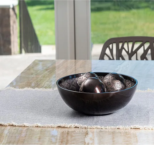 Vista 2 de Creative Scents Dublin - Juego de cuenco decorativo marrón con orbes - Decoración de mesa de centro de mesa - Decoración de mesa auxiliar