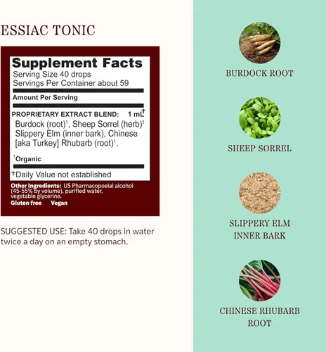 Vista 3 de Herbs Etc. Essiac Tonic Classic - Extracto líquido – Fórmula de hierbas Ojibwa para una limpieza de todo el cuerpo – Apoya las vías