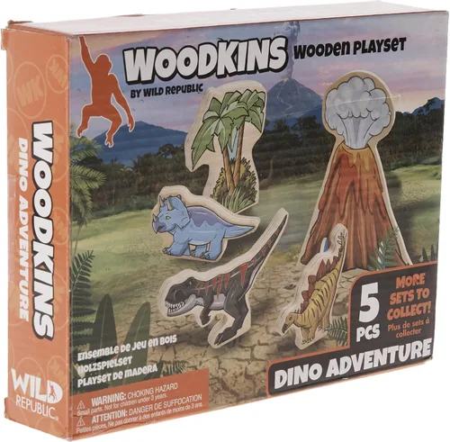 Vista 3 de Wild Republic, Woodkins Dino - Juego de madera de dinosaurio, regalo para niños, ideal para juegos innovadores, respetuoso con el medio ambiente