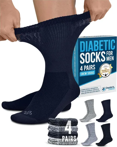 Vista 11 de Doctor's Select® Crew Diabetic Socks for Men - 4 Pairs Negro