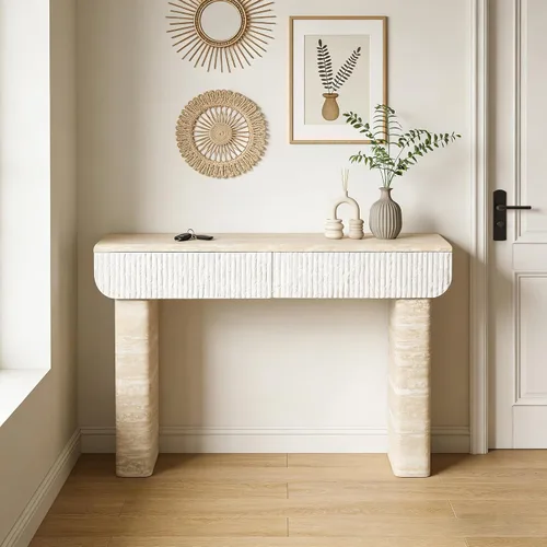 Vista 12 de Mesa consola pequeña de 31.9 pulgadas, estilo retro, estilo campestre, estilo francés, vintage, mesa de entrada, mesa de sofá para sala de estar