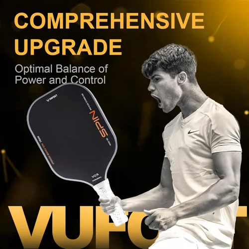 Vista 6 de Paleta de pickleball, pala ligera de carbono crudo y superficie de fibra de vidrio con núcleo de panal de polipropileno de 0.555 pulgadas