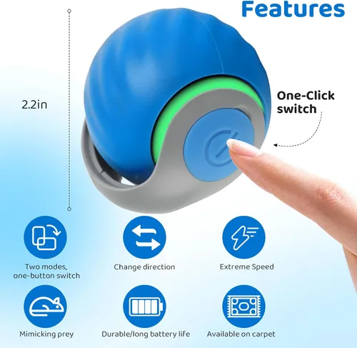 Vista 4 de Juguetes interactivos para gatos de interior, recargable con carga USB, 3 colas reemplazables rápidas y modos de movimiento aleatorio, juguete