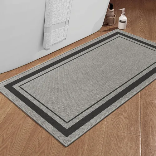 Vista 73 de chakme Juego de 2 alfombras de baño ultrafinas, absorbentes, antideslizantes, lavables a máquina, color beige oscuro, 17 x 24 pulgadas + tapete