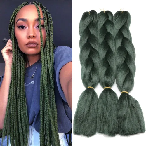 Vista 6 de Extensiones de cabello de trenzas jumbo, 3 unidades, color negro puro, 24 pulgadas, 3.53 oz/unidad para trenzado de caja torcida (1B negro)