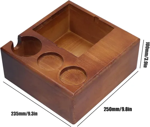 Vista 6 de Soporte de café con caja de café, soporte de madera para café, soporte antideslizante para distribuidor de mango de café, contenedor