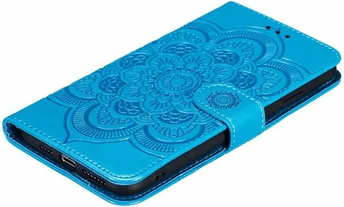 Vista 8 de Funda para Motorola Moto E (2020) con tarjetero y función atril magnético de cuero suave para Moto E 2020 (Azul)