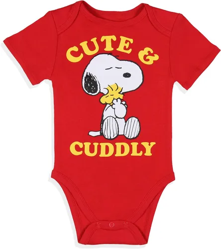 Vista 4 de Peanuts - Pijama para dormir de Snoopy y Woodstock para niños pequeños, paquete de 3