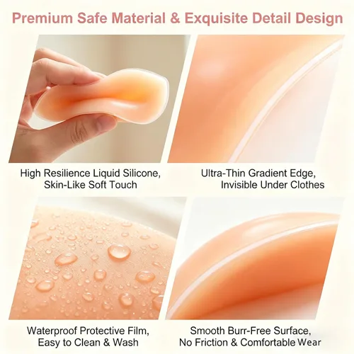 Vista 3 de Insertos de sujetador de silicona, almohadillas de brasier para realzar los senos, inserciones de gel impermeables, reutilizables, levantamiento de F