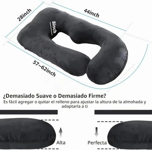 Vista 7 de BATTOP Almohadas de embarazo para dormir, almohada de maternidad de cuerpo completo para dormir de lado, soporte para espalda, piernas, vientre Negro