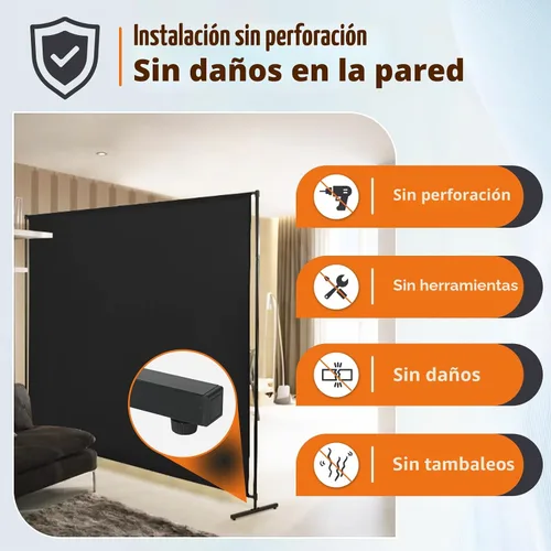Vista 2 de Divisor de Habitación de Panel Único, 71''A x 71''Al Altura Ajustable Panel Divisor de Habitación Grande para Oficina, Pantalla de Privacidad