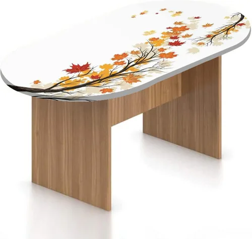 Vista 9 de XISUNYA Mantel ovalado ajustable de poliéster elástico para otoño, árboles de otoño con hojas descoloridas, se adapta a mesas ovaladas de hasta 36 x