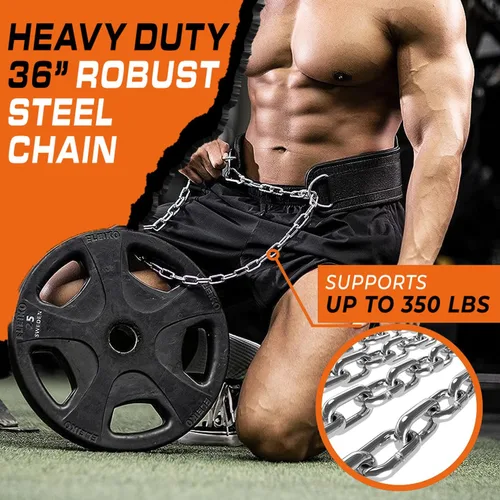 Vista 3 de LARA STAR Dip Belt for Weightlifting, Weight Belt for Pull-Ups, Powerlifting, Squats, and Bodybuilding – Heavy-Duty Steel Chain, Neoprene Support