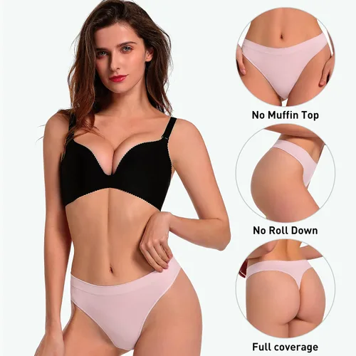 Vista 2 de Paquete de 6 tangas sin costuras para mujer, tangas para mujer, tangas para mujer