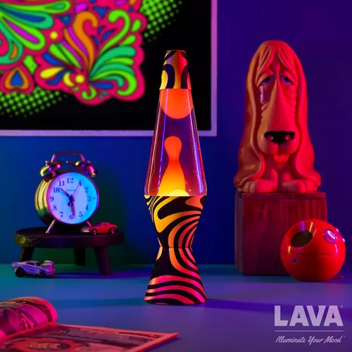Vista 9 de Lava® Lámpara - Base Groovy Gradient Flocado de 14.5" - La Luz de Movimiento Original - Cera Amarilla y Líquido Morado - Artículo #2015