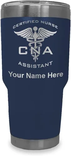 Vista 38 de LaserGram Vaso aislado al vacío de 20 onzas, asistente de enfermera certificada por CNA, grabado personalizado incluido (negro)