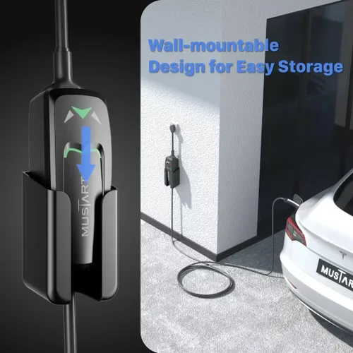 Vista 2 de Cargador portátil Tesla de nivel 1 y nivel 2 (15 y 40 amperios, 100-240 V, cable de 25 pies) NEMA 5-15 y NEMA 14-50 Tesla cargador de vehículo
