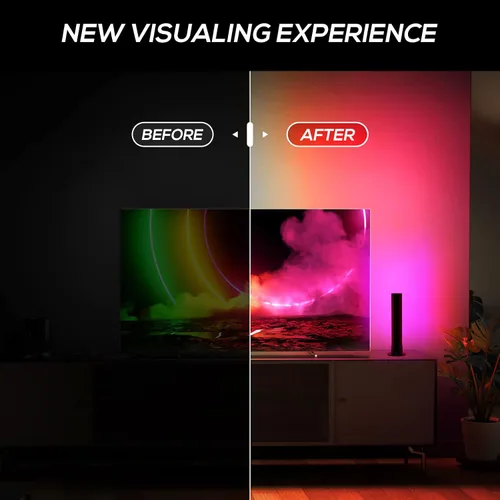 Vista 2 de GOOZY 2 barras de luz RGB inteligentes lámpara LED con múltiples efectos de iluminación y modos de música para juegos luz de estado de ánimo PC