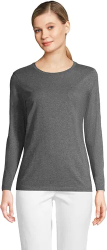 Vista 3 de Lands' End Camiseta de manga larga, cuello redondo y holgada, de algodón Supima, para mujer