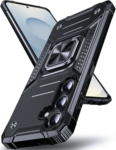 Vista 55 de DASFOND Diseñada para funda Galaxy S8 con soporte, anillo metálico giratorio mejorado de 360°, soporte kickstand de grado militar, resistente a