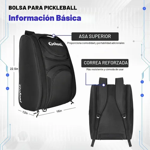 Vista 5 de Goloni Pickleball Bag Padel Racket Backpack Large Capacity for Men Women Separate Waterproof Shoes Compartment Pickleball Accessories -Thermal