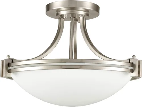 Vista 7 de SAMTEEN Lámpara de techo semiempotrada de níquel cepillado moderna de 3 luces de vidrio blanco para pasillo, lámpara de techo para dormitorio, sala