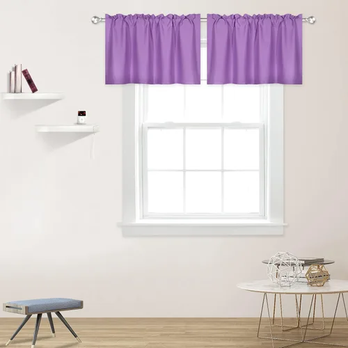 Vista 49 de DECOVSUN Cenefas Aqua para ventanas de cocina, con bolsillo para barra, opacas, con aislamiento térmico, 1 panel de 42 x 18 pulgadas