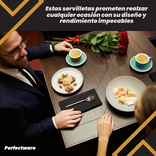Vista 8 de Perfectware - Servilletas negras para bebidas de 2 capas - Paquete de 300 servilletas de cóctel, 10 x 10 pulgadas