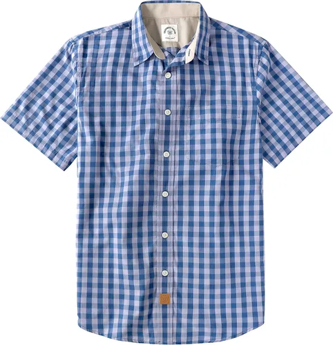 Vista 14 de Dubinik® Camisas de manga corta con botones para hombre, 100% algodón, a cuadros, camisas casuales con bolsillo