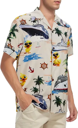 Vista 172 de Camisa hawaiana para hombre, con estampado floral, cómoda, con botones, casual, manga corta, ropa de playa para hombre