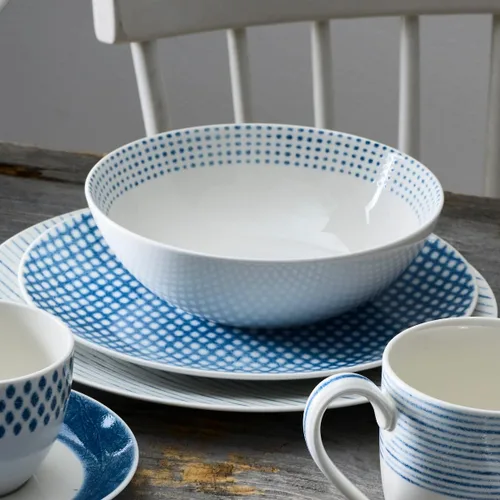 Vista 3 de Noritake Blue Hammock - Juego de vajilla Coupe de 12 piezas, servicio para 4