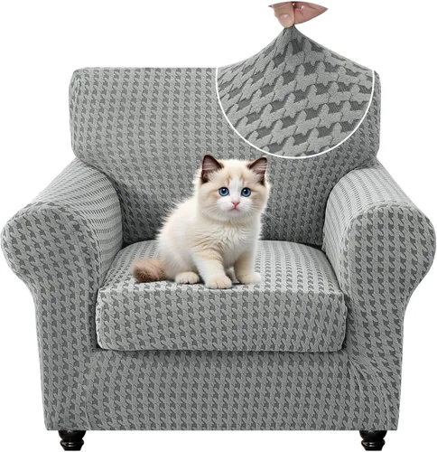 Vista 29 de MAXIJIN 2 fundas elásticas para sillón de sala de estar, fundas gruesas y suaves con brazos para perros, mascotas, protector de sofá individual