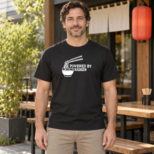 Vista 2 de Powered by Ramen - Food Japanese Anime College - Camiseta Tri-Blend Negro