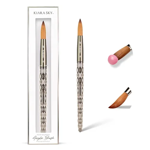 Vista 16 de Kiara Sky Pincel Acrílico #8 - Negro 100% Puro Kolinsky Mango de Corte de Cristal y Resistente al Acetona