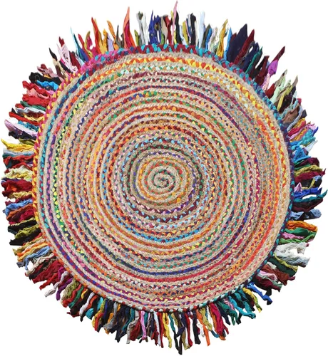 Vista 12 de Cape Cod - Alfombra trenzada de fibra de yute natural, alfombras indias kilim – Tapete pequeño de 3 x 2 pies tejido a mano de tejido plano para uso