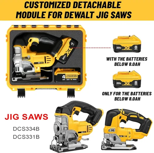 Vista 2 de Estuche para herramienta eléctrica Dewalt Jigsaw – Caja de herramientas dura impermeable para sierra caladora Dewalt 20V DCS334B DCS331B, kit