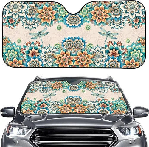 Vista 51 de Talayituse Parasol para parabrisas de automóvil, diseño de gato divertido 3D, ajuste universal, para automóvil, camión, SUV, bloquea el sol