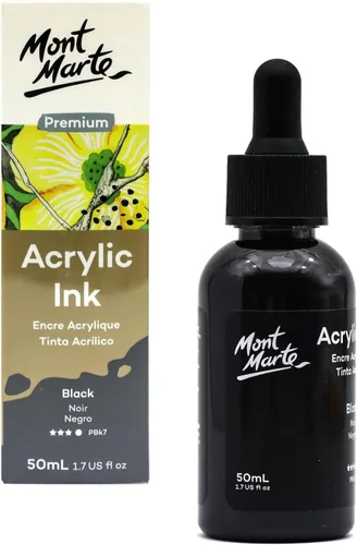 Vista 10 de Mont Marte Tinta acrílica premium de 6 piezas x 20 ml (0,7 fl.oz. EE.UU.), tintas acrílicas para artistas, colores esenciales, ideal para aerógrafo