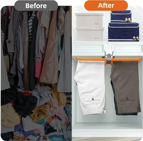 Vista 2 de Perchero extraíble para armario de 22 brazos, estante extraíble para pantalones, 22.8 x 18.1 x 5.1 pulgadas, organizadores multifuncionales