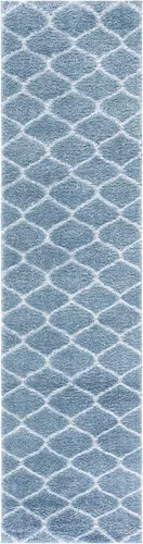 Vista 51 de SAFAVIEH Tahoe Shag Collection - Alfombra para pasillo, 2 x 9 pies, color beige y blanco, diseño de enrejado, no desprende pelusa y de fácil