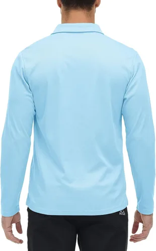 Vista 25 de Rdruko Polo para hombre con bolsillo de manga larga de secado rápido para golf al aire libre con cuello