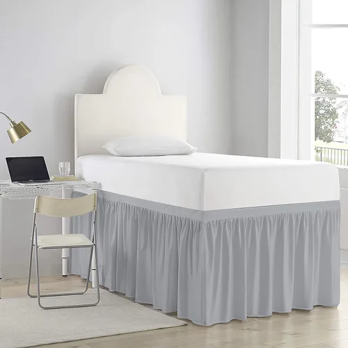 Vista 18 de Falda de cama de calidad de hotel de 800 hilos, 100% algodón con volantes, tamaño de 30 pulgadas, suave, extra larga, elástica, para dormitorio