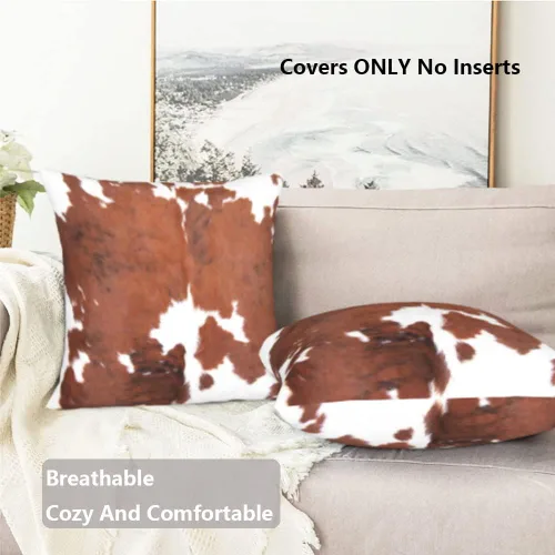 Vista 2 de Fundas de almohada de terciopelo, funda de almohada vintage suave para sofá, piel de vaca, piel de vaca, piel de vaca, funda de cojín cuadrada