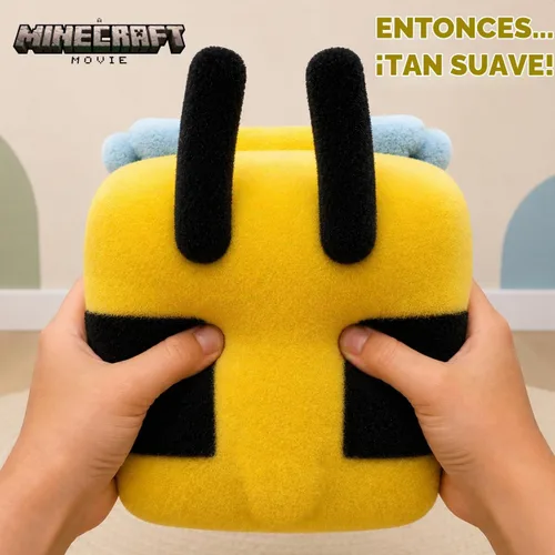 Vista 2 de Just Toys – Minecraft Movie Bee SquishMe Cozzies, 8 pulgadas, blando de tiro lento