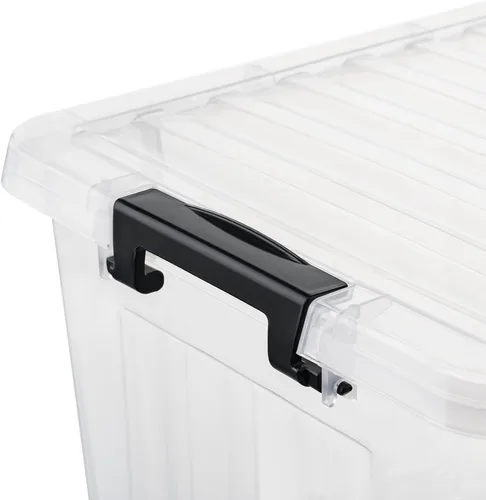 Vista 5 de Cetomo Contenedor de almacenamiento con tapa, caja de almacenamiento apilable con tapa y cierre a presión, contenedor de plástico transparente