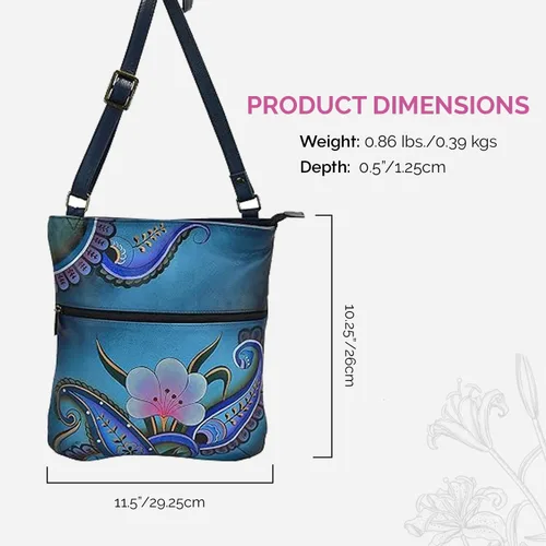 Vista 5 de Anna by Anuschka Women's Hand-Painted Genuine Leather Slim Cross Shoulder Bag