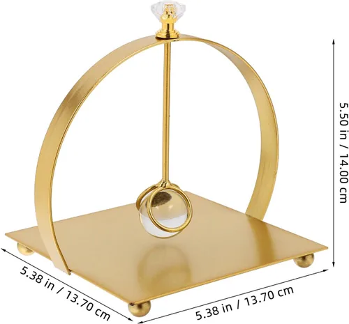 Vista 2 de Healifty Metal Paper Napkin Holder for Dining Table with Weighted Arm, Rustic Arc-shaped Tissue Dispenser in Gold Finish, Kitchen and Restaurant