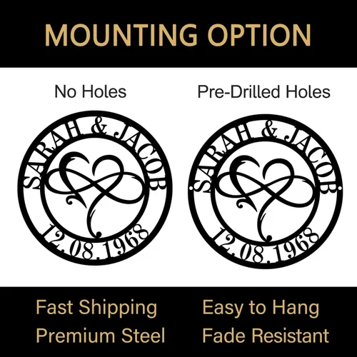 Vista 4 de Letrero de infinito personalizado, símbolo de infinito personalizado, nombre de familia, letreros de metal, letrero de nombre para colgar