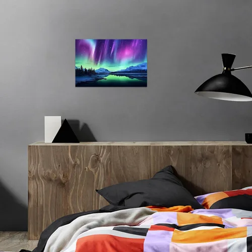Vista 3 de CCWACPP Lienzo decorativo para pared, diseño de auroras boreales, impresiones de naturaleza, paisaje, nieve, montaña, decoración para sala de estar